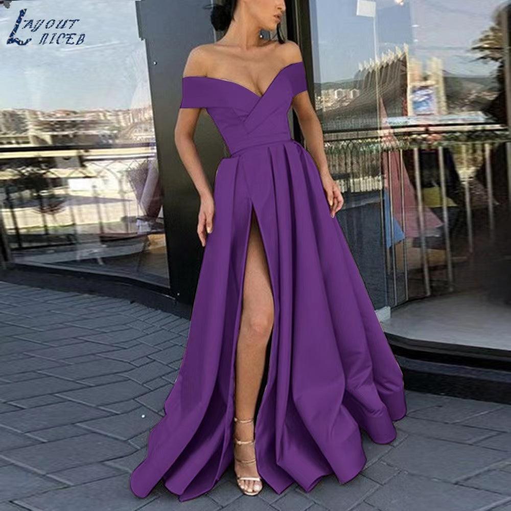 Women's V-neck Satin Multicolor Dress - Artsi Chic Boutique