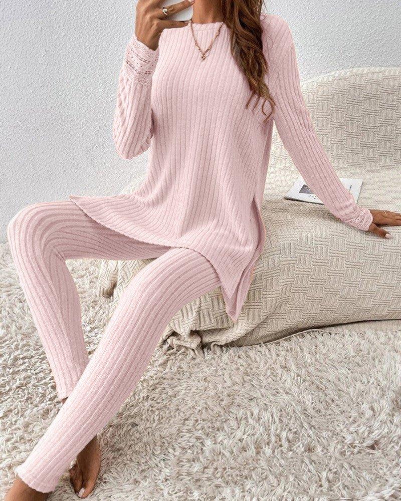 Elegant Contrast Lace Top & Pants Suit for Women - Artsi Chic Boutique
