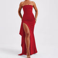 Elegant Strapless Slit Maxi Dress – Perfect for Parties & Weddings - Artsi Chic Boutique