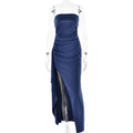 Elegant Strapless Slit Maxi Dress – Perfect for Parties & Weddings - Artsi Chic Boutique