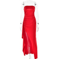 Elegant Strapless Slit Maxi Dress – Perfect for Parties & Weddings - Artsi Chic Boutique