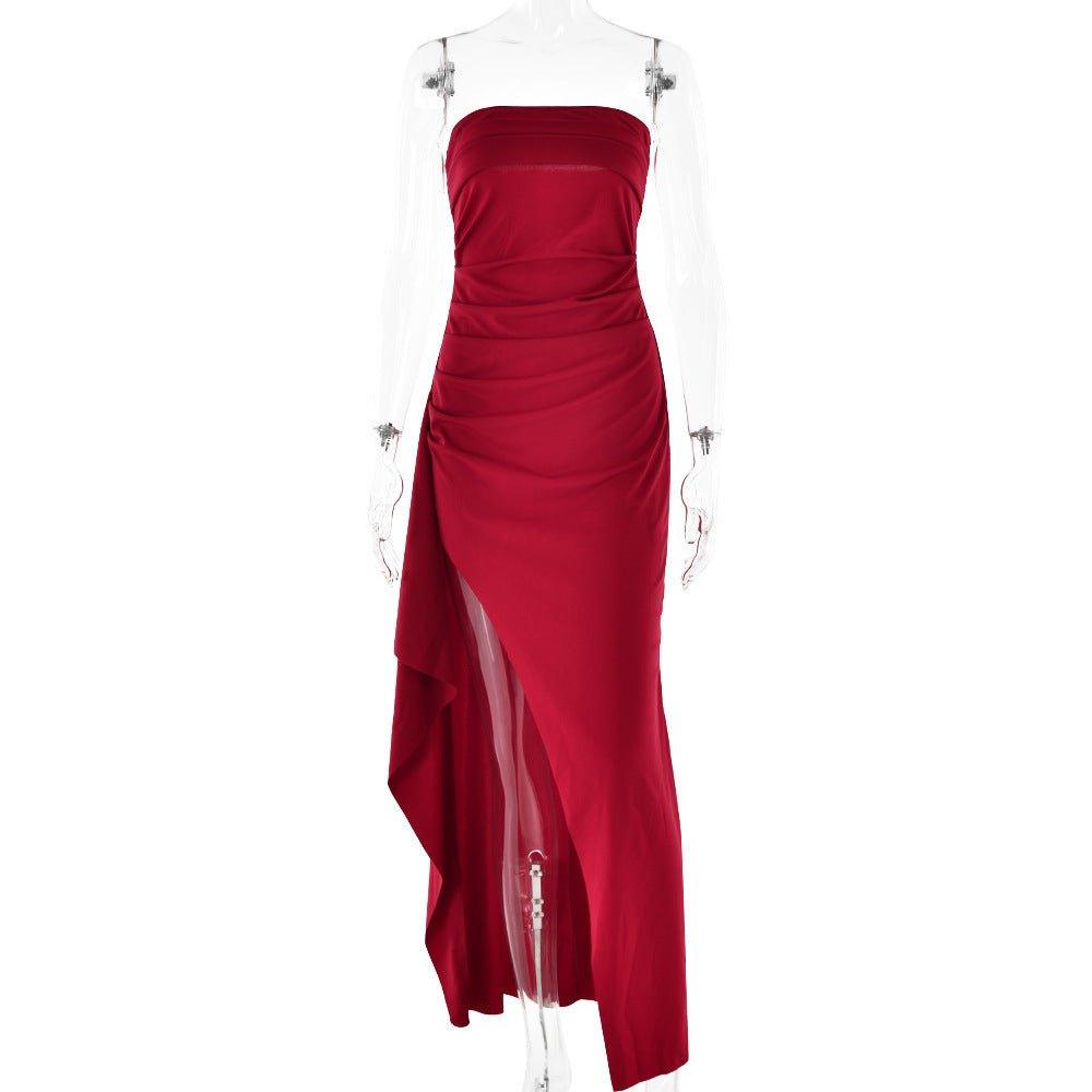 Elegant Strapless Slit Maxi Dress – Perfect for Parties & Weddings - Artsi Chic Boutique