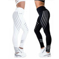 Everyday Sculpt women’s high-waist leggings in white and black with striped side detail shown side by side