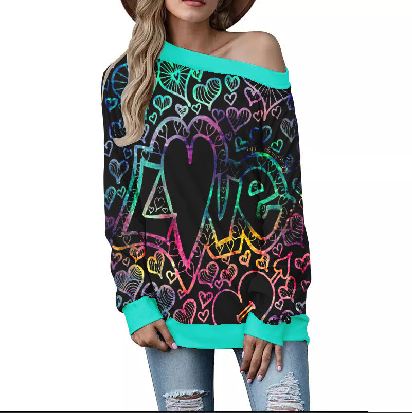 Love-Inspired Loose Shoulder Sweater - Artsi Chic Boutique