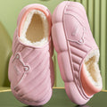Pink quilted plush-lined house slippers for women