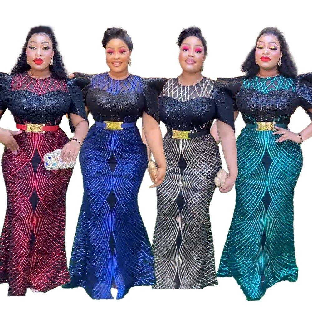 Plus Size Sequined Glamour Gown – Elegant Evening Party Dress - Artsi Chic Boutique