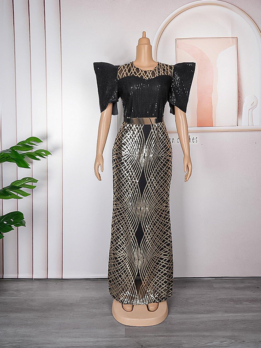 Plus Size Sequined Glamour Gown – Elegant Evening Party Dress - Artsi Chic Boutique