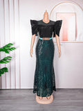 Plus Size Sequined Glamour Gown – Elegant Evening Party Dress - Artsi Chic Boutique