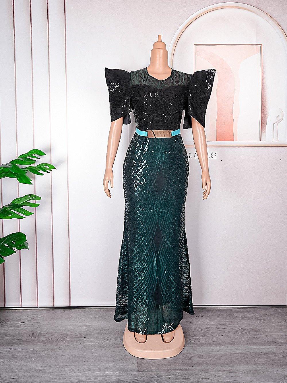 Plus Size Sequined Glamour Gown – Elegant Evening Party Dress - Artsi Chic Boutique