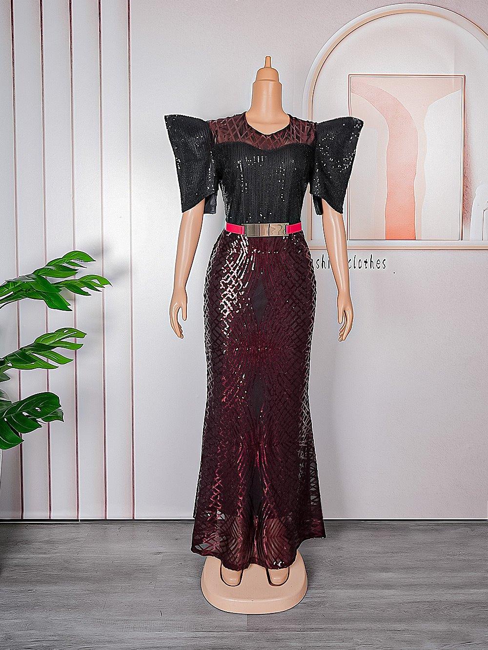 Plus Size Sequined Glamour Gown – Elegant Evening Party Dress - Artsi Chic Boutique