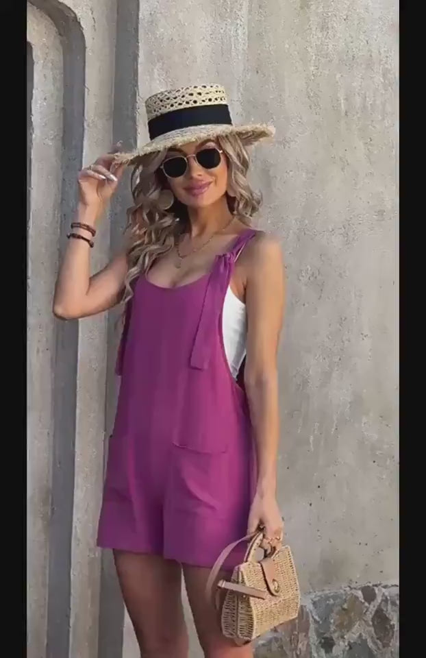 Stylish Summer Beach Shorts Jumpsuit with Pockets - Women's Fashion Overalls - Video