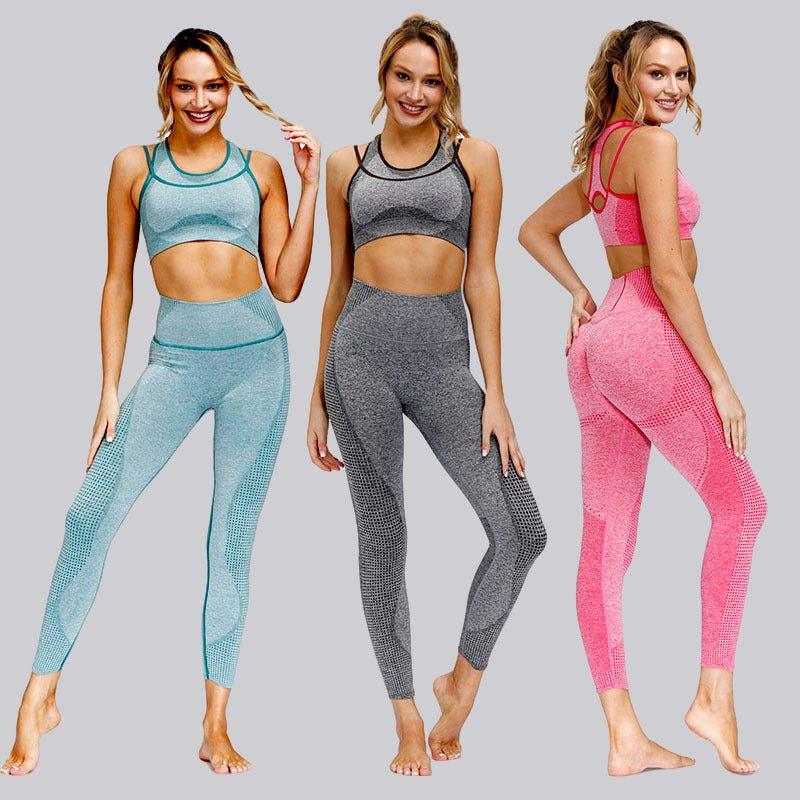 Seamless Fitness Set with Zipper Pocket - Bra & Pants Suit - Artsi Chic Boutique