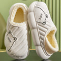 White quilted plush-lined house slippers for women